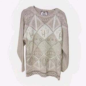 Vintage Tiara International Pullover Sweater Women's Small Cream Beige Old Money